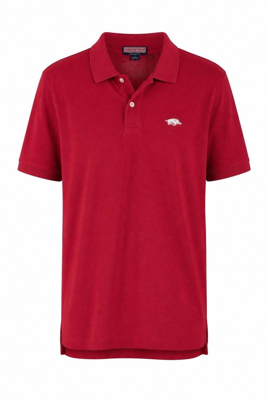 Vineyard Vines University of Arkansas Razorbacks Pique Polo Shirt Red #1497